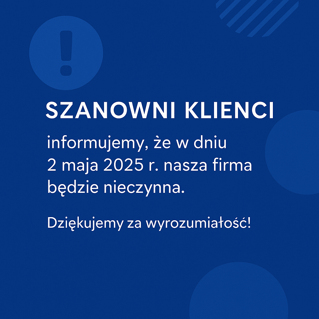 Informacja o przerwie w pracy w dniu firmy